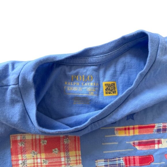 Polo Ralph Lauren Graphic Flag T-Shirt Dress Blue Size 7 - Picture 2 of 3